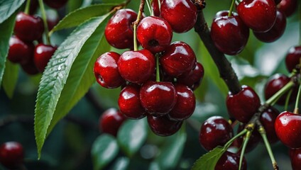 Stock photo of red cherries - tree with HD 4K wallpaper, high contrast