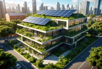 Sustainable Green Building with Solar Panel