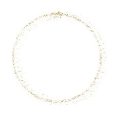 Gold Glittering Circle Of Paint Golden Glitter Texture. Abstract Circle Frame Transparent Background