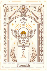 Major Arcana Tarot card, "Strength", Fortune telling.