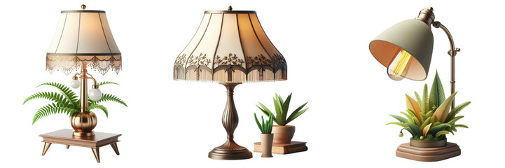 Set of Table Lamps isolated on white or transparent background