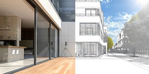 Fototapeta premium Architectural Transformation: Before-and-after images showcasing the transformation of buildings through renovation or restoration projects