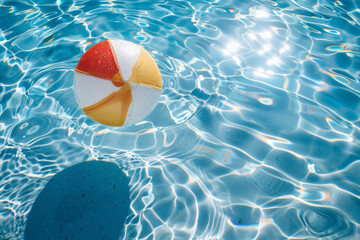 Beach Ball Floating in a Pool