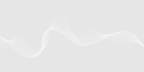 White wave dynamic curve lines abstract background with flowing particles. Digital energy waves technology concept. Modern backdrop design for business, presentation, banner.