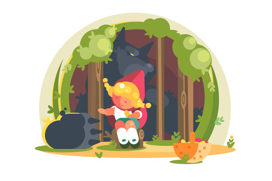 Little Red Riding Hood in Forest