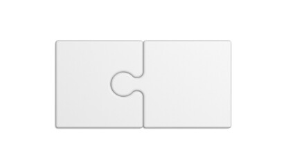 Two puzzle pieces isolated on white background. Blank. Connected. 3d illustration.