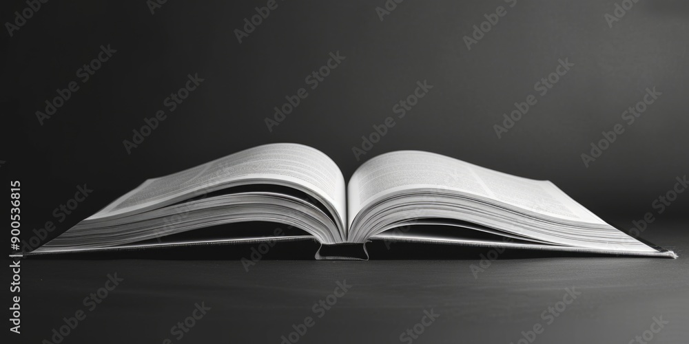 Poster a book lying on a table with pages open
