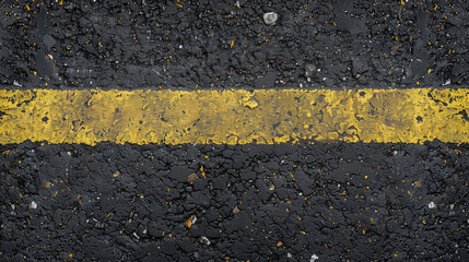 Fototapeta premium A black and yellow road with a faded line. The faded line is the only thing that is clearly visible