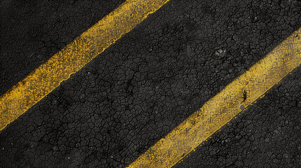 Fototapeta premium A black and yellow road with a faded line. The faded line is the only thing that is clearly visible