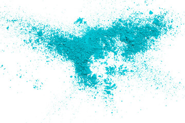 Light blue powder isolated on transparent background.