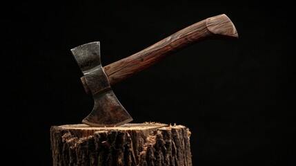 Vintage Axe on Tree Stump