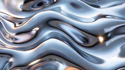 Abstract, liquid metal texture with smooth, flowing patterns and shiny surfaces