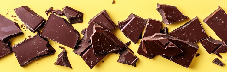 Recording of chocolate bars on a yellow background