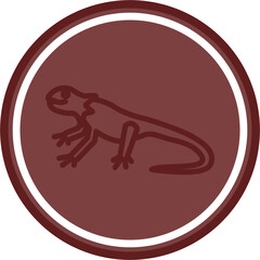 Bearded Dragon Vector Line Double Circle Maroon