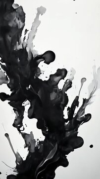 Abstract and Minimalistic Design of an artistic splash of ink with a minimalist approach, black and white with a hint of color