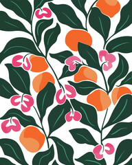 Tropical Fruit and Foliage Illustration