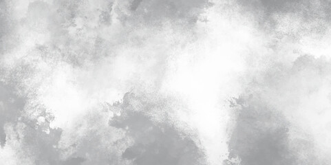 Abstract white and gray isolated cloud cumulus clouds. Gray aquarelle painted realistic fog or mist smoky textured canvas design. White and ash messy wall stucco texture background.