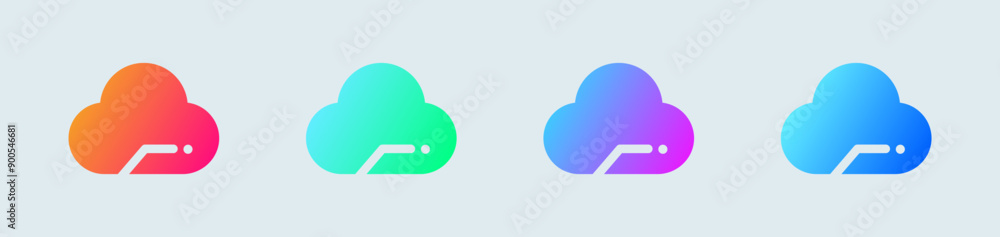 Poster cloud computing solid icon in gradient colors. server signs vector illustration.