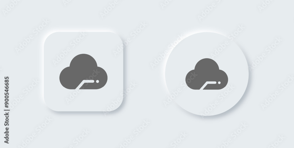 Poster cloud computing solid icon in neomorphic design style. server signs vector illustration.