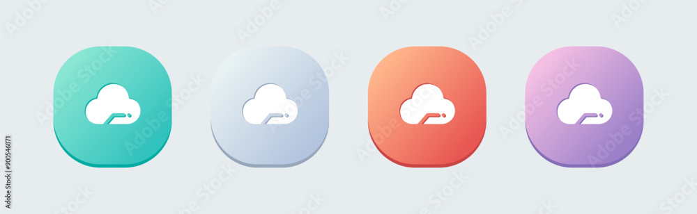 Aufkleber cloud computing solid icon in flat design style. server signs vector illustration.