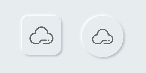 Cloud computing line icon in neomorphic design style. Server signs vector illustration.