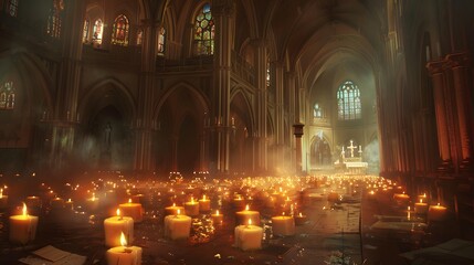 Close up of candles in a church. 