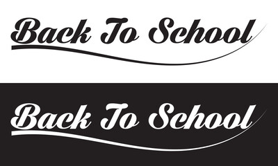 Back To School typography clip art design on plain white and black isolated background for card, shirt, hoodie, sweatshirt, apparel, tag, mug, icon, poster or badge. Vector illustration. EPS 10