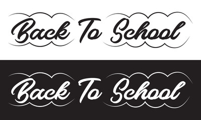 Back To School typography clip art design on plain white and black isolated background for card, shirt, hoodie, sweatshirt, apparel, tag, mug, icon, poster or badge. Vector illustration. EPS 10