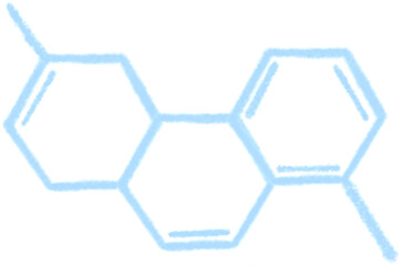 An illustrated diagram featuring icons representing the formulas of chemical elements and molecules