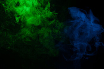 Green and pink steam on a black background.
