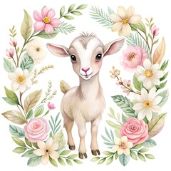 Goat Surrounded by sea anemones. ai generative image.