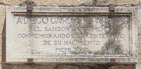 Diego Garcia de Peredes memorial plaque
