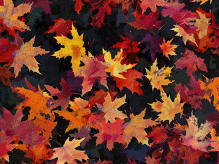Fototapeta premium dry maple leaf in fall autumn leaves weather warm picnic vacation in park natural tree environment sadness aesthetic holidays oak golden outdoor red watercolor background