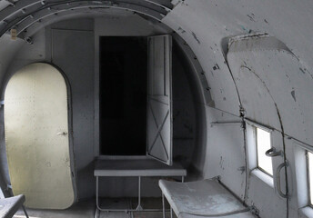 A fragment of the interior of an abandoned airplane.