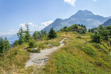 Hiking path through the mountains, Upper Engadine, Switzerland