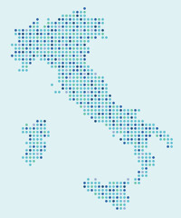 Colourful map of Italy from dots
