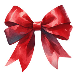 Red bow in a watercolor style isolated on a white background. Colored decorative bows for cards, invitations, scrapbooking, and decor.