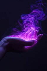Obraz premium A person holds a vibrant purple smoke ball in their hand, ready for use