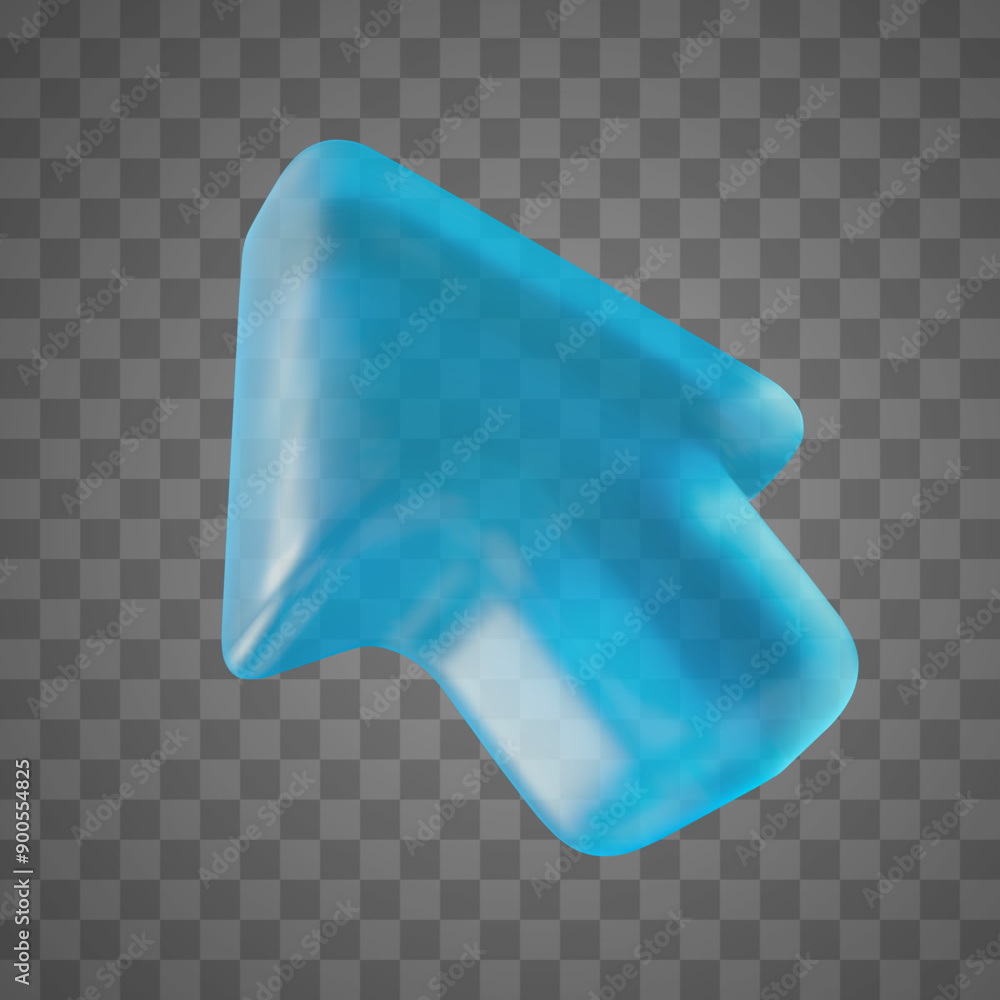 Poster 3d blue cursor icon with transparency. stock vector illustration on isolated background.