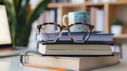 Glasses on Books