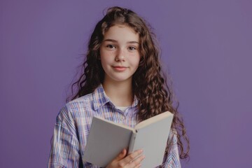 Obraz premium Young girl reading a book, idea for literature or education concept