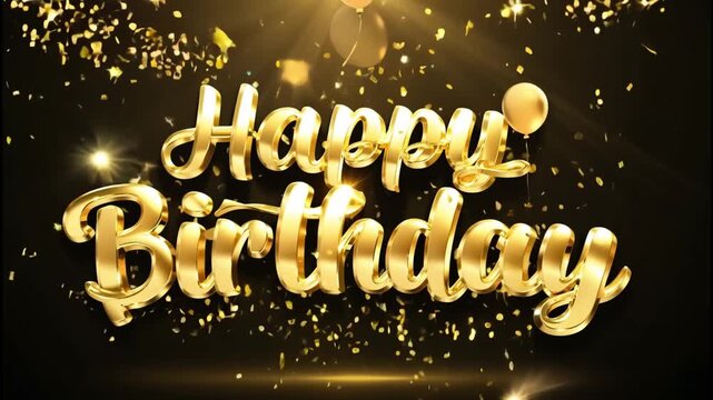 A gold birthday sign with a balloon. Perfect for adding a festive and elegant touch to birthday celebrations and decorations.