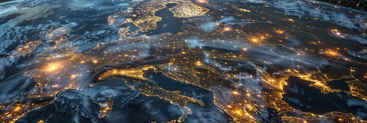 A stunning view of Europe from space at night, showcasing illuminated cities and the breathtaking beauty of our planet.