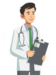 Fototapeta premium Illustration of Aisan doctors on a flat white background