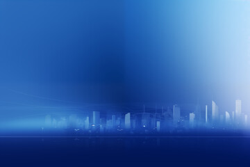 Fototapeta premium Blue gradient background city silhouette skyline background