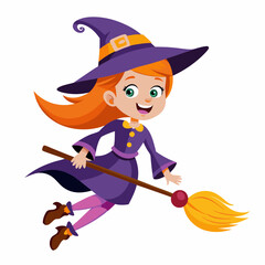 Halloween  girl Silhouette Vector illustration
