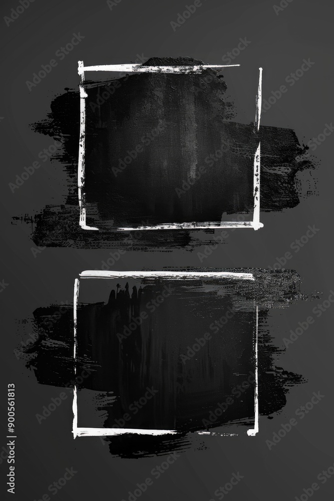 Poster two empty frames on a table or shelf