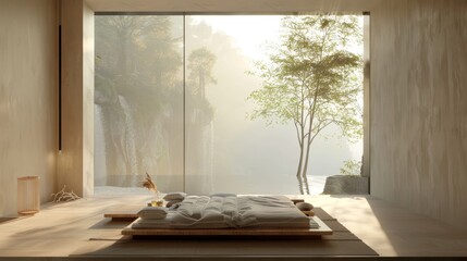 3D Rendering Design of Bedroom with Open Nature Concept