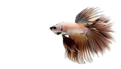 Obraz premium A vibrant betta fish showcasing its flowing fins and striking colors against a clear background, perfect for aquatic themes.