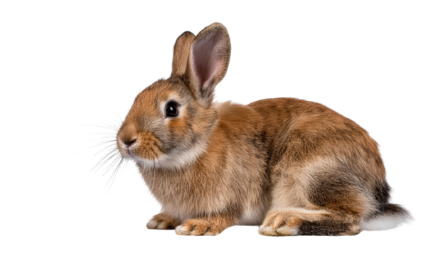 A cute rabbit sitting calmly, showcasing its soft fur and large ears, perfect for nature and pet-themed projects.